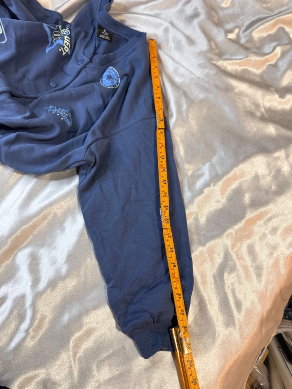 Converse Girls Blue Varsity Snap Front Sweatshirt Jacket Size L 11-12